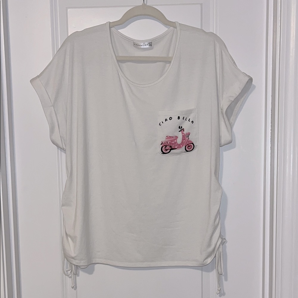 Retrology White Ciao Bella Women's Short Sleeve Top